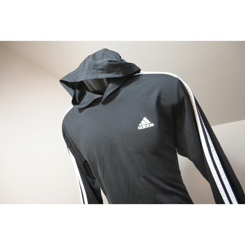 Adidas‎ Hoodie AeroReady Thin Black Striped Athletic Sweat Shirt Mens Sz Medium